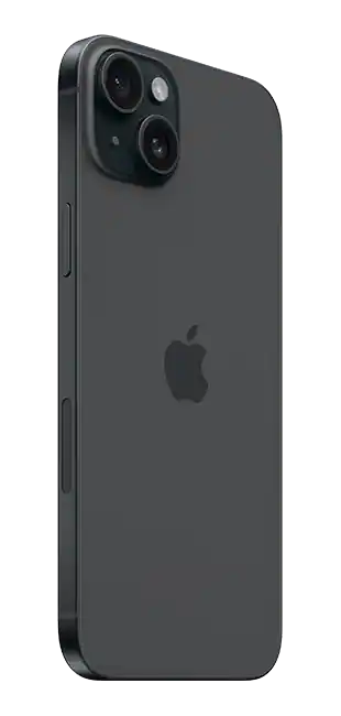 iPhone 15 Plus, Чёрный — вид сзади